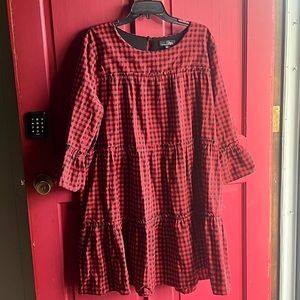Ruffle plaid plus size dress 3x